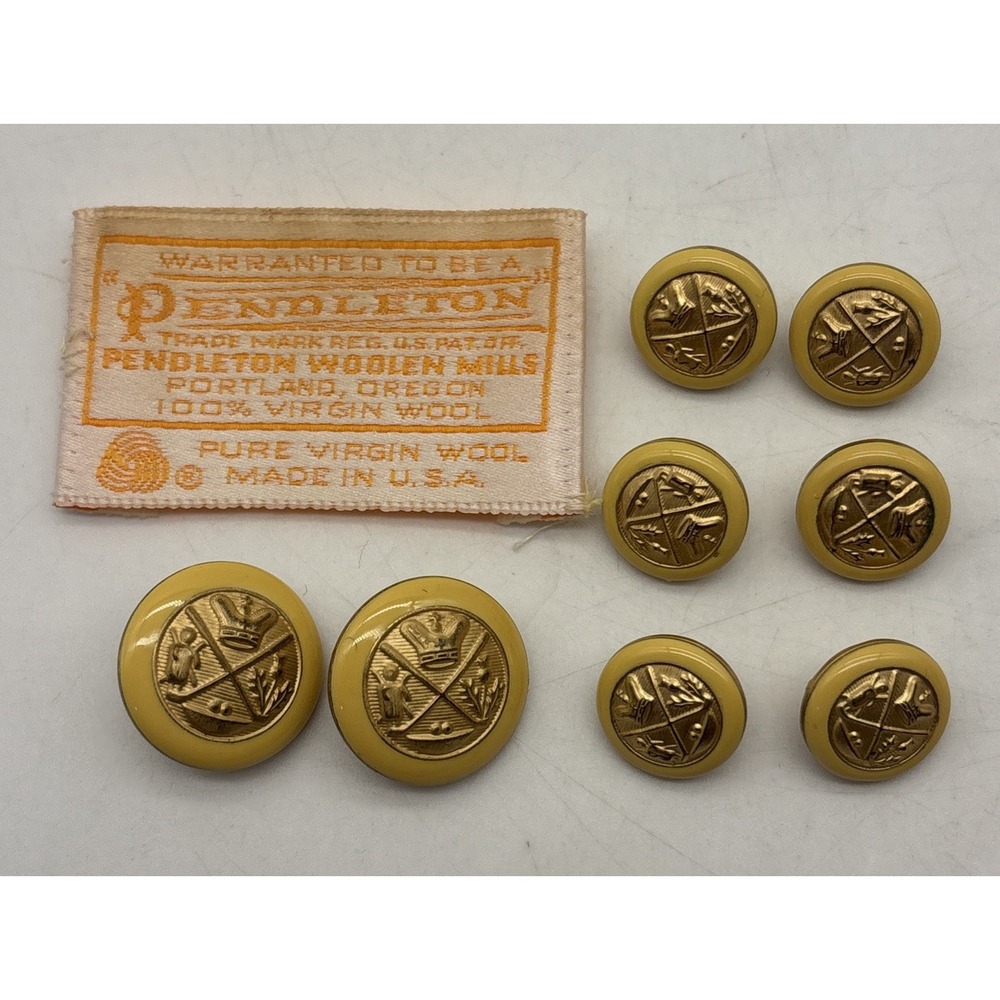 Vintage Pendleton Yellow Gold Brass Buttons From Ladies Blazer Jacket X8